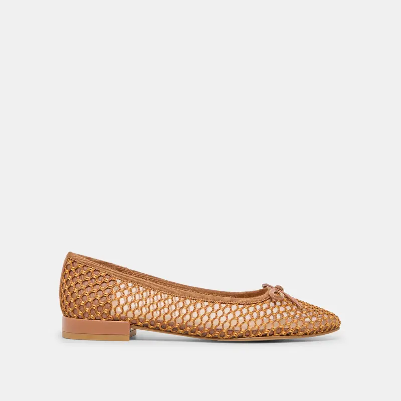 Ulicia Ballet Flats Coral Woven Mesh 1