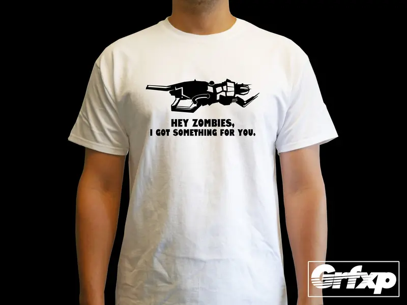 V-R11, Hey Zombies, I Got Something For You T-Shirt 1