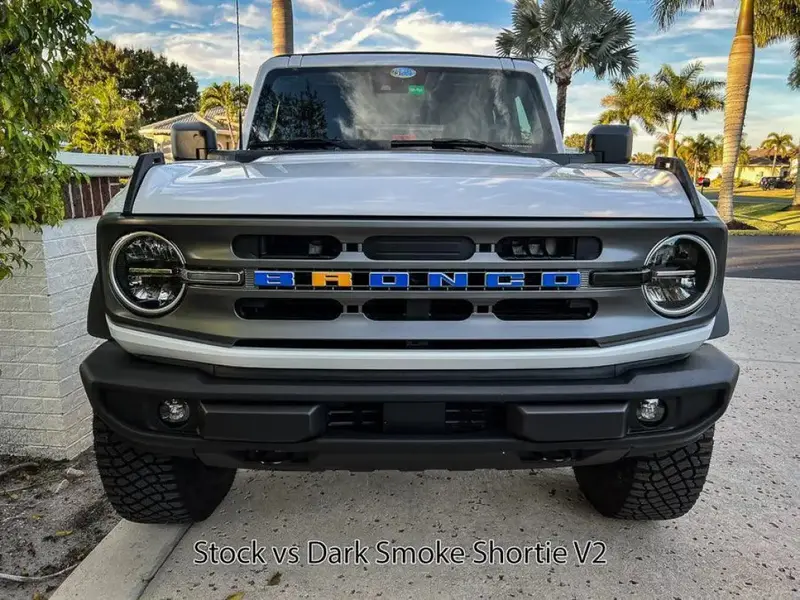 V2 Smoked Shortie Style Light Bar Overlays For 2021+ Bronco (Standard Headlights) 3