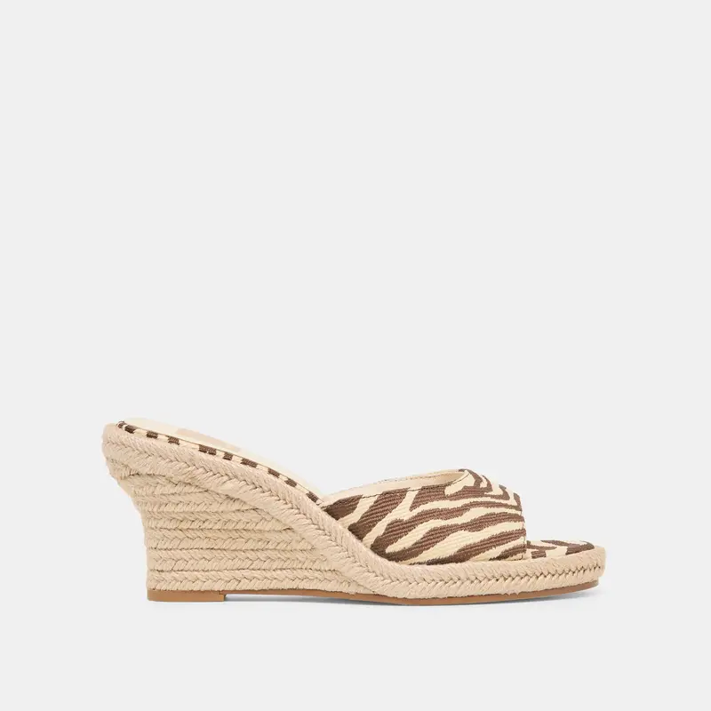 Vaya Wedges Beige Zebra Raffia 1