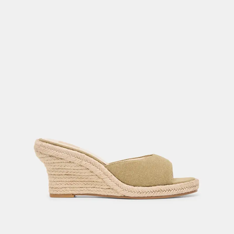 Vaya Wedges Khaki Linen 1