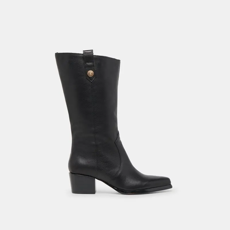 Vern Wide Calf Boots Black Leather 1