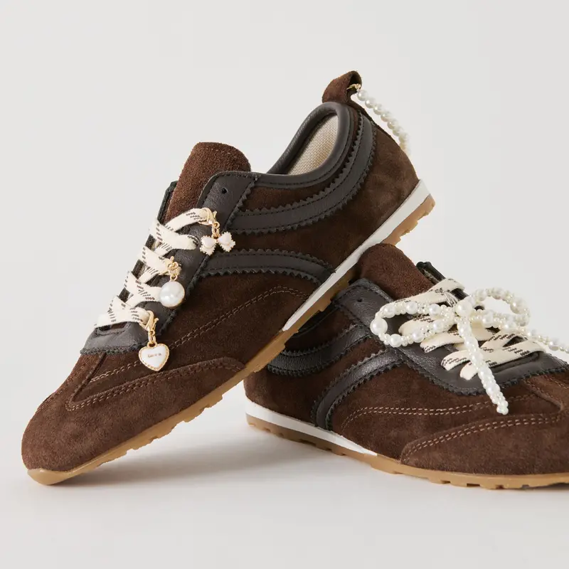 Viper Sneakers Dk Brown Suede + Pearl Charm Bundle 1