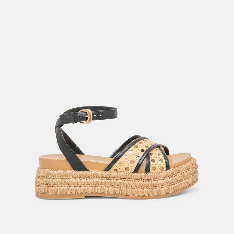 Wriley Sandals Black Woven Raffia 1
