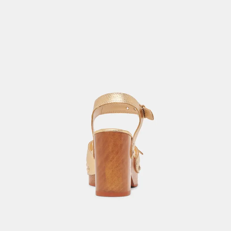 Yandy Heels Gold Leather 7