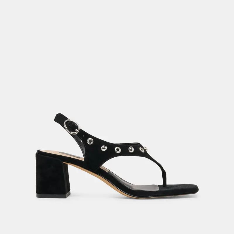 Yves Stud Heels Onyx Suede 1