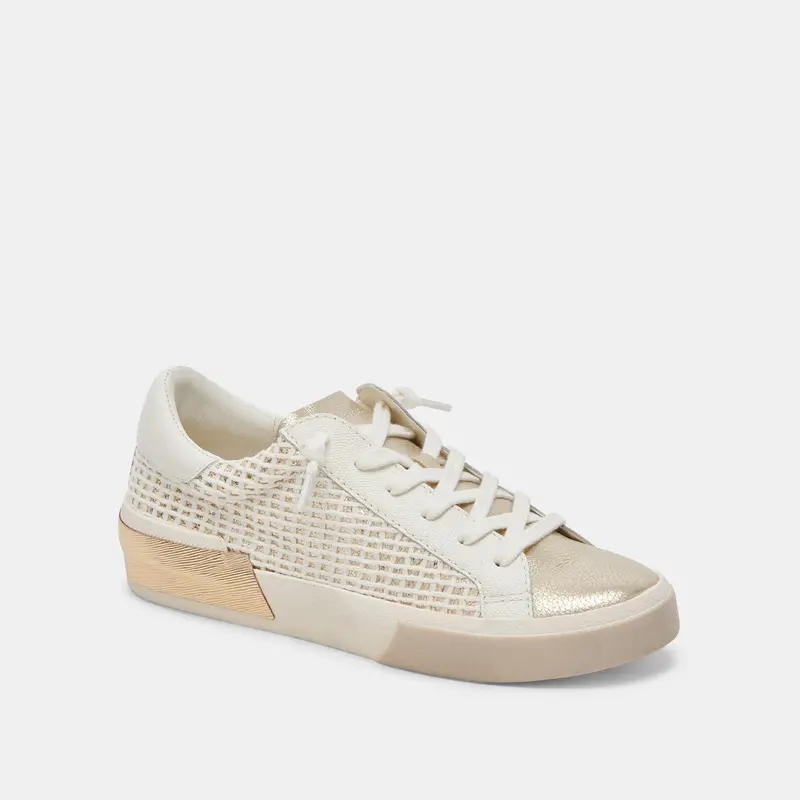 Zina Sneakers Bone Gold Woven 3