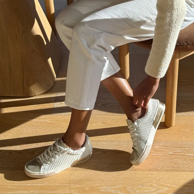 Zina Sneakers Bone Gold Woven 4