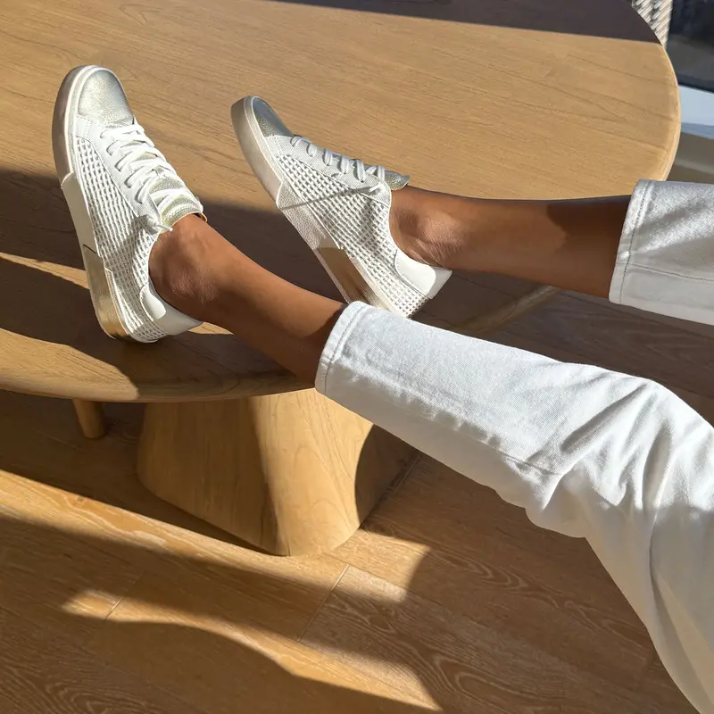 Zina Sneakers Bone Gold Woven 6