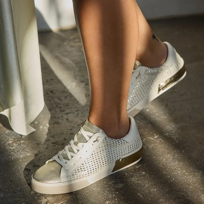 Zina Sneakers Bone Gold Woven 8