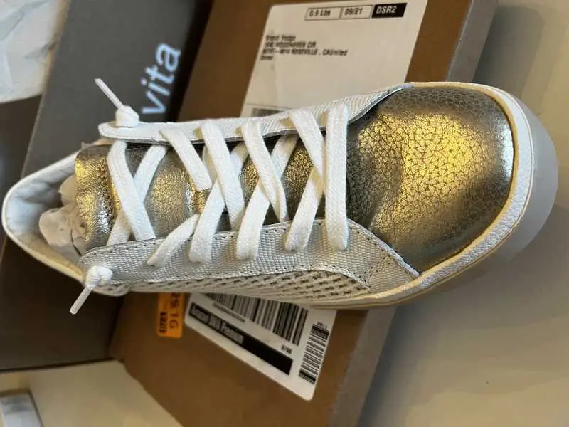 Zina Sneakers Bone Gold Woven - Re:Vita 1