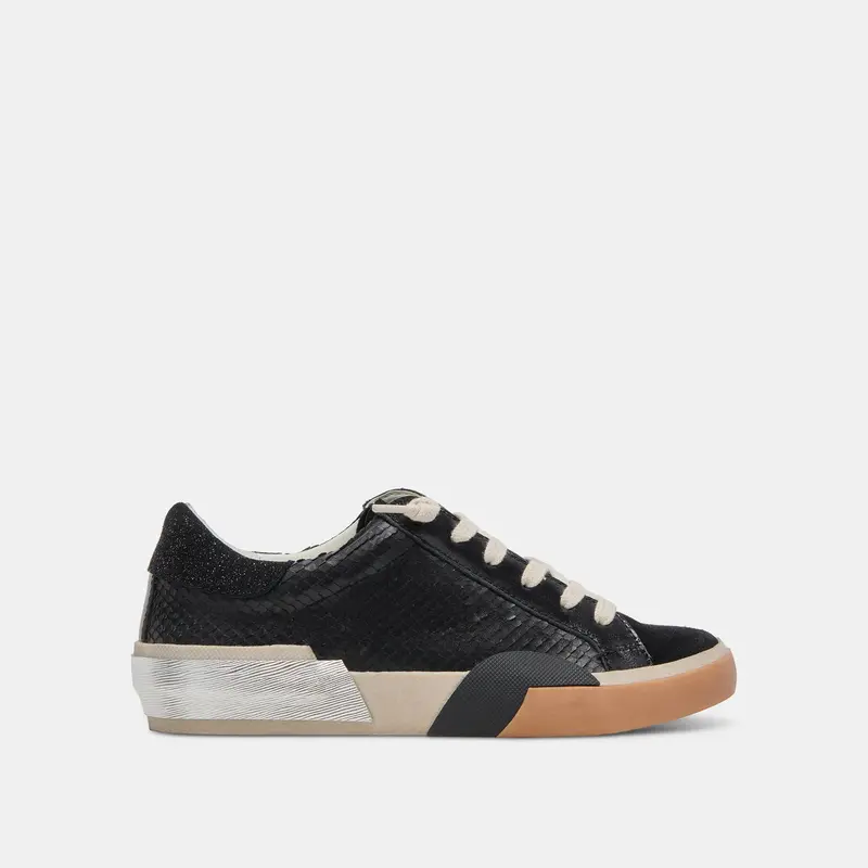 Zina Wide Sneakers Onyx Embossed Leather - Re:Vita 1