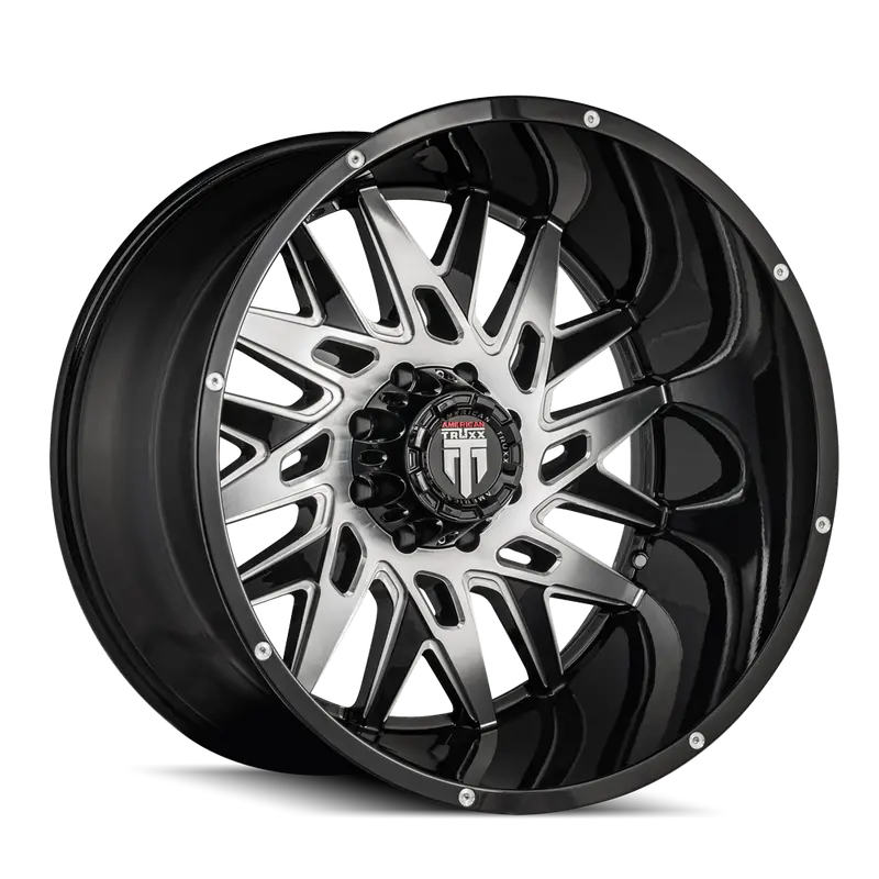 American Truxx At184 Dna Forged Wheel – 24X14 Inch, Black/Machined Finish, 5X139.7 Bolt Pattern 1
