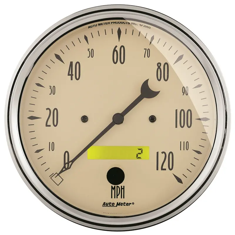 Autometer 1889 5-Inch Programmable Electric Speedometer With Lcd Odometer And Antique Beige Dial 1