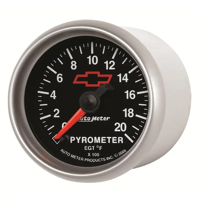 Autometer 3645-00406 2-1/16" Stepper-Motor Pyrometer Gauge – 2000°F Egt With Chevy Red Bowtie Face 1