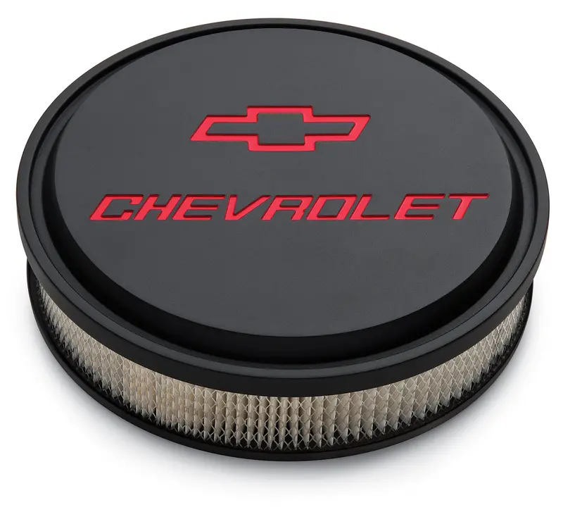 Chevrolet Performance 14-Inch Aluminum Air Cleaner Kit – Black Crinkle Finish With Bowtie Emblem 1