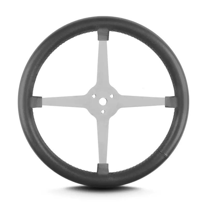 Lokar 40406 Lecarra Lake Steering Wheel; Dark Grey; Polished 4 Spokes; 1