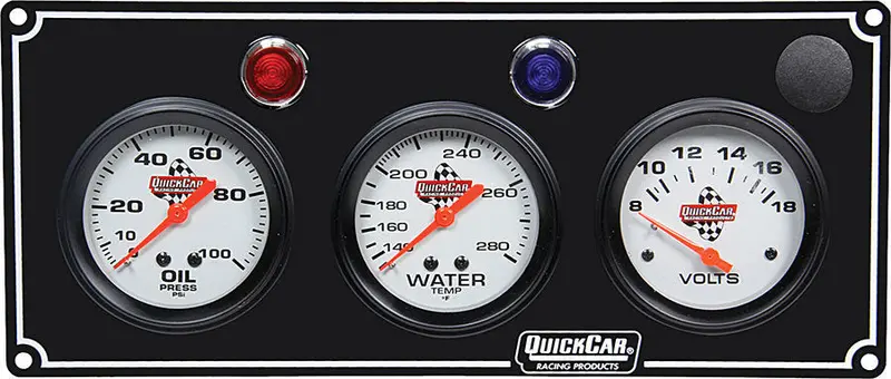 Quickcar Racing 61-6717 Triple-Gauge Panel (Oil Pressure, Water Temp, Voltmeter) – Black 1