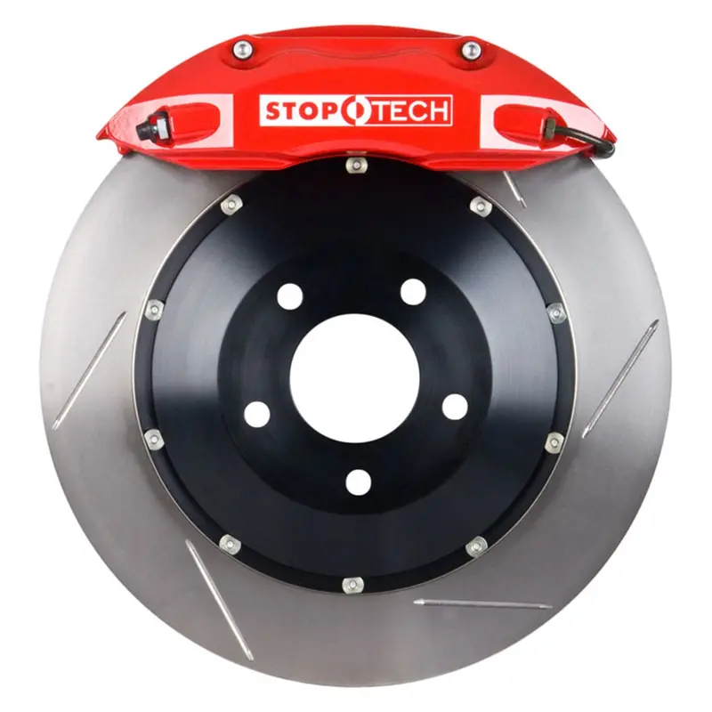Stoptech 83.780.4700.71 Big Brake Kit – Front, Red Calipers & Drilled Two-Piece Rotors 1