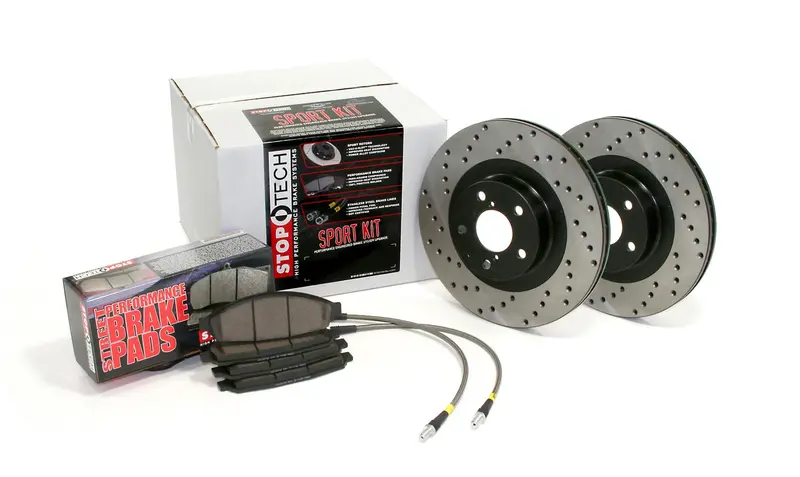 Stoptech Sport 4-Wheel Brake Kit – Drilled Rotors And Brake Lines (979.47006) 1