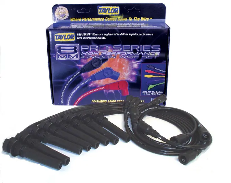 Taylor Cable 72026 8Mm Spiro-Pro Black Ignition Wire Set With Oe-Style Spark Plug Boots 1