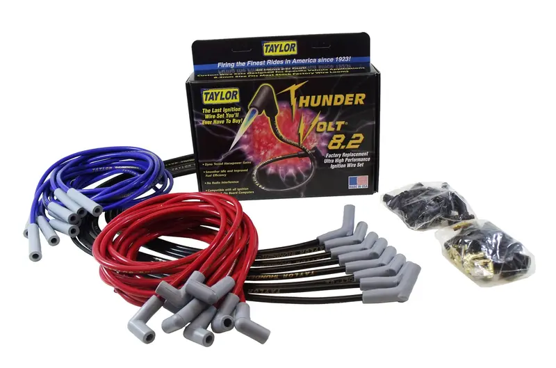 Taylor Cable Thundervolt 8.2Mm Blue Ignition Wire Set – 11.75-Inch Length, 180° Plug Boots (84623) 1